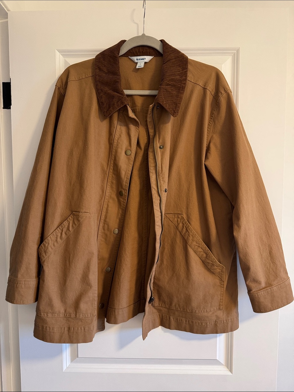 Old Navy Brown Tan Utility Jacket with Corduroy Collar/Barn Jacket